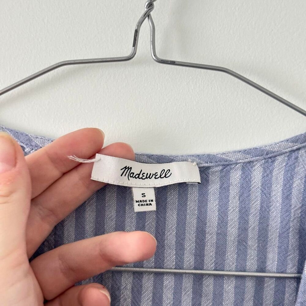 Madewell blue striped wrap mini dress small - Picture 4 of 7